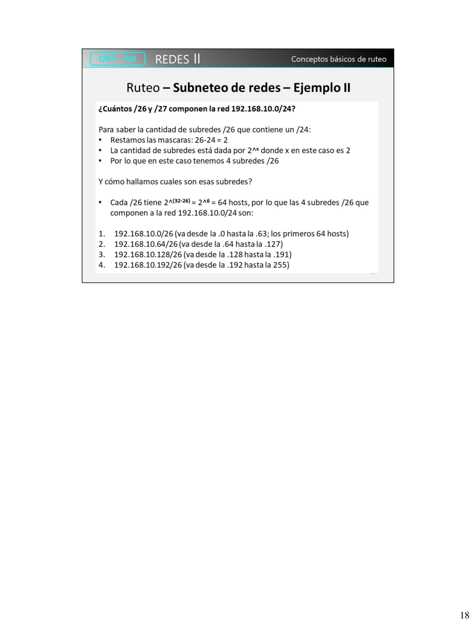 Resultado de dividir cada subred /26 en dos subredes /27