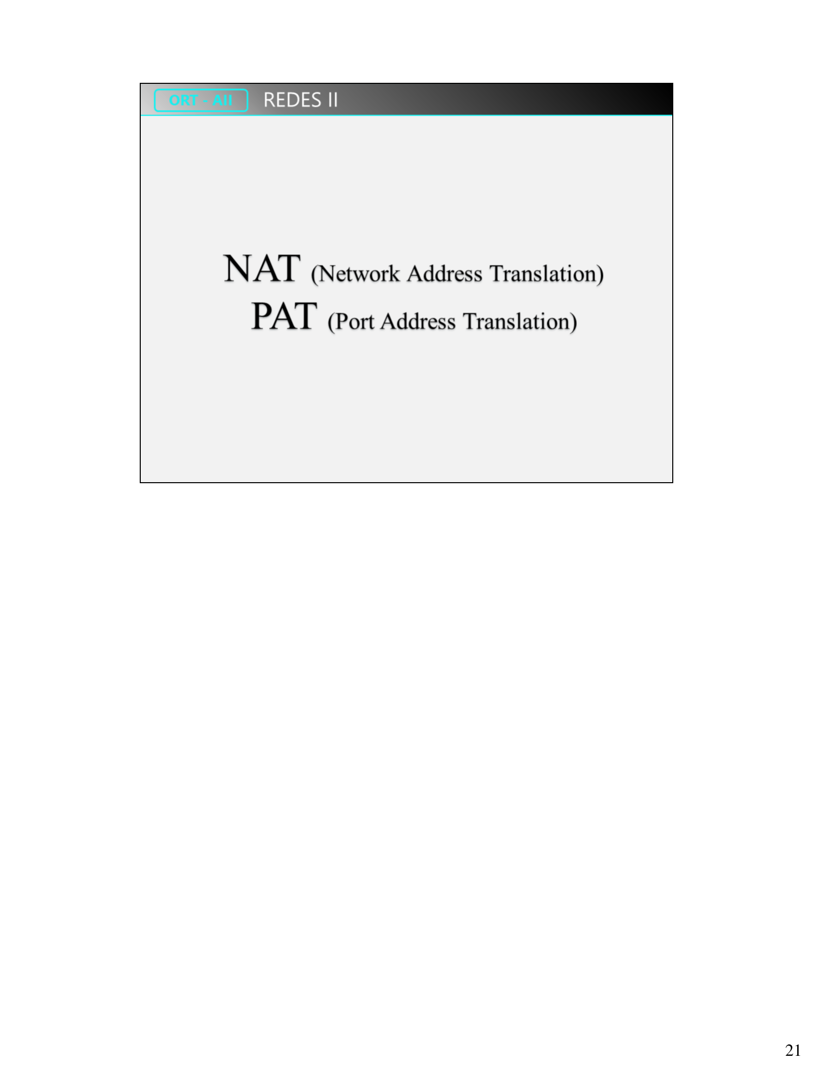 Diagrama de interfaces Inside y Outside en NAT, con direcciones IP origen y destino local interna, local externa, global interna y global externa