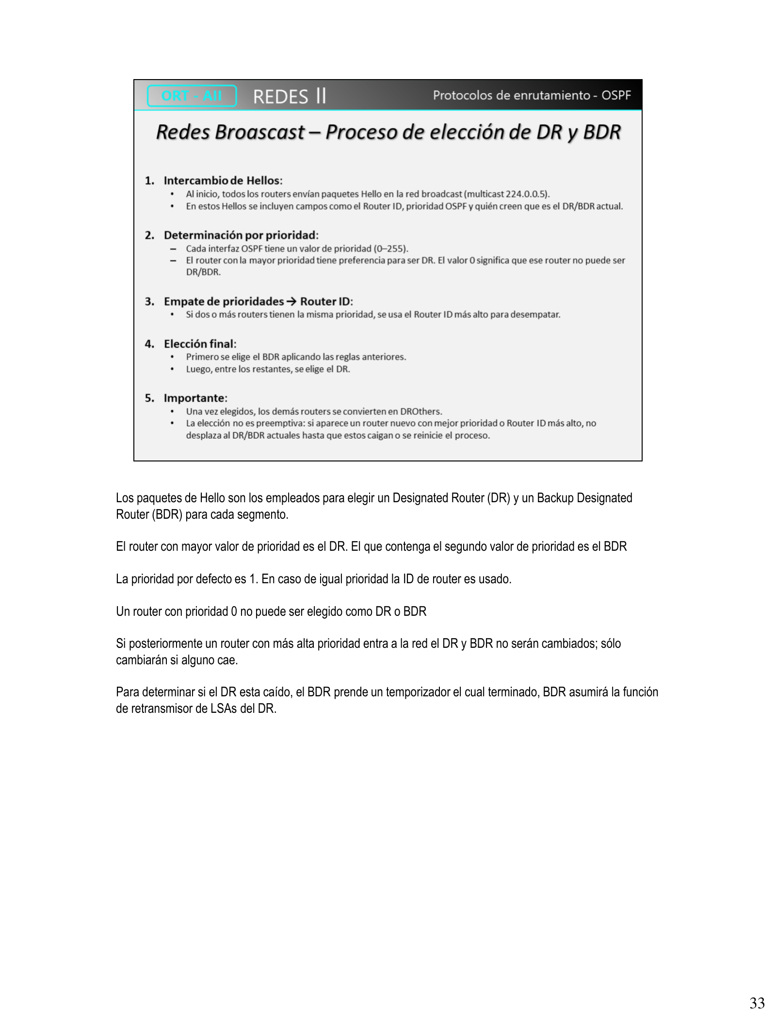 Proceso de elección de DR y BDR paso a paso mediante paquetes Hello