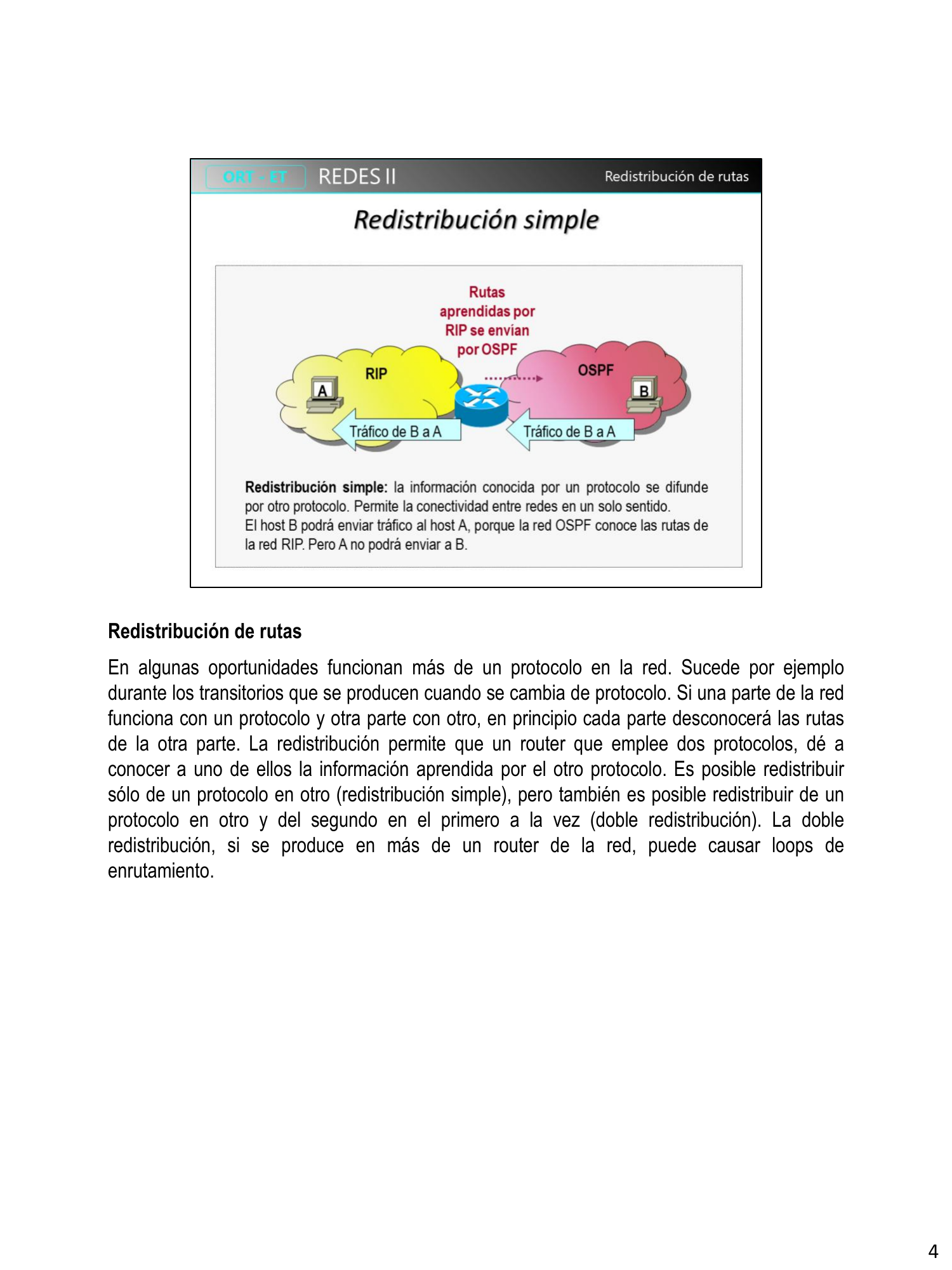 Diagrama de redistribución simple: rutas aprendidas por RIP se envían por OSPF