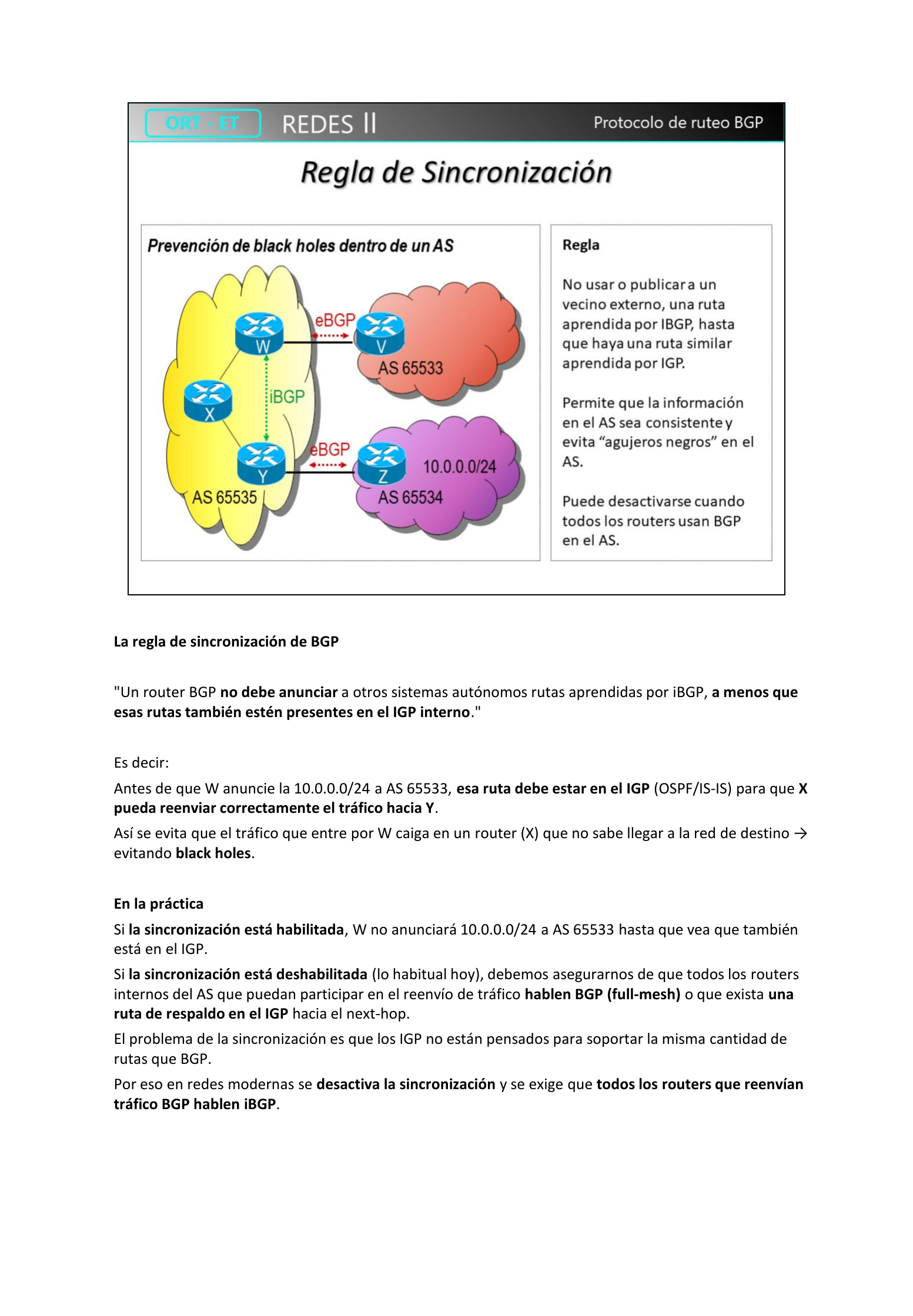 Regla de sincronización BGP