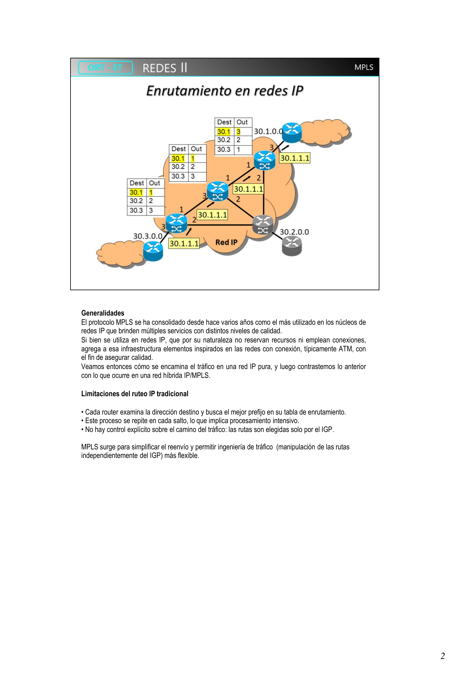 Enrutamiento en redes IP tradicional con tablas de ruteo por salto