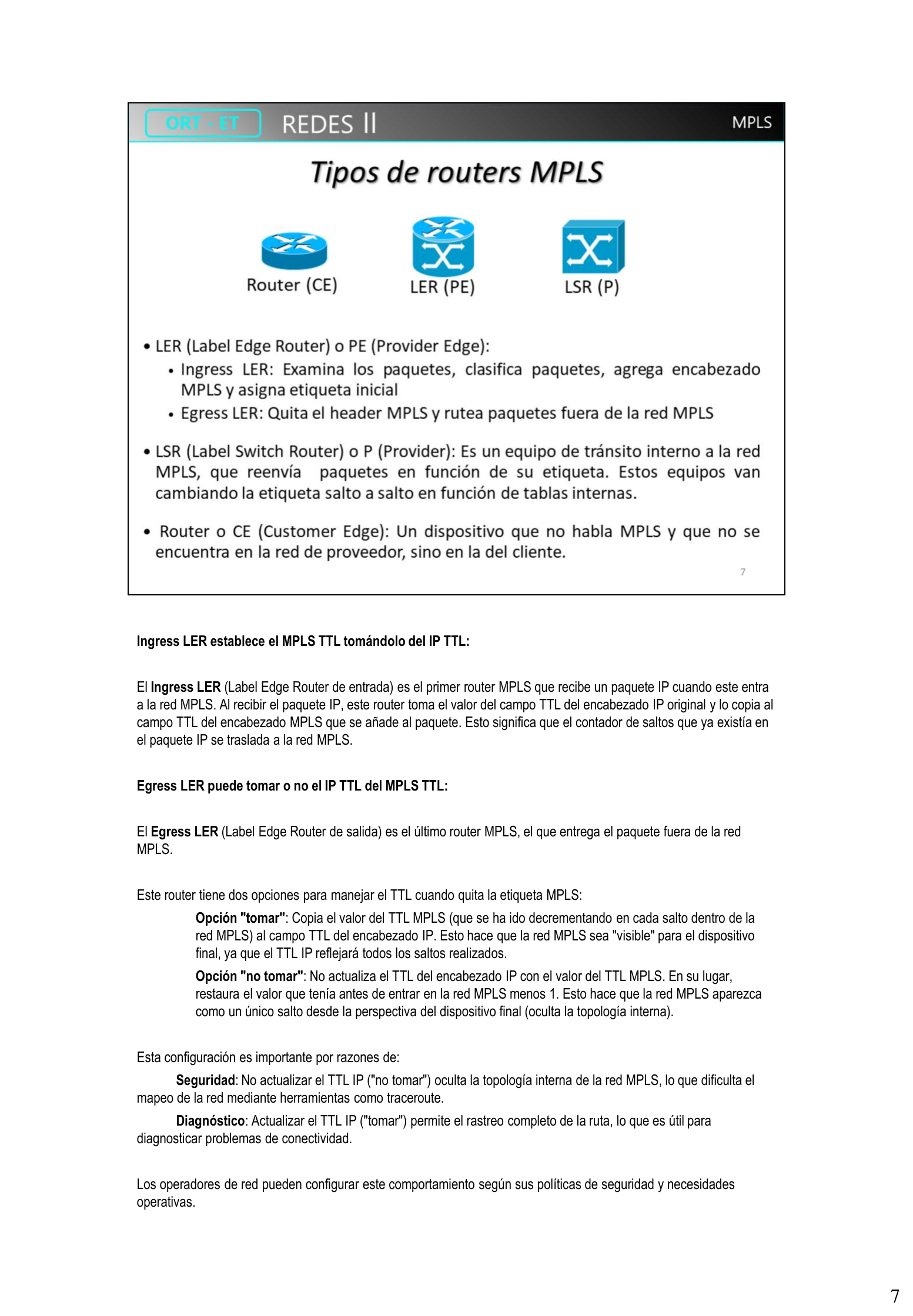 Tipos de routers MPLS: CE, LER (PE), LSR (P)